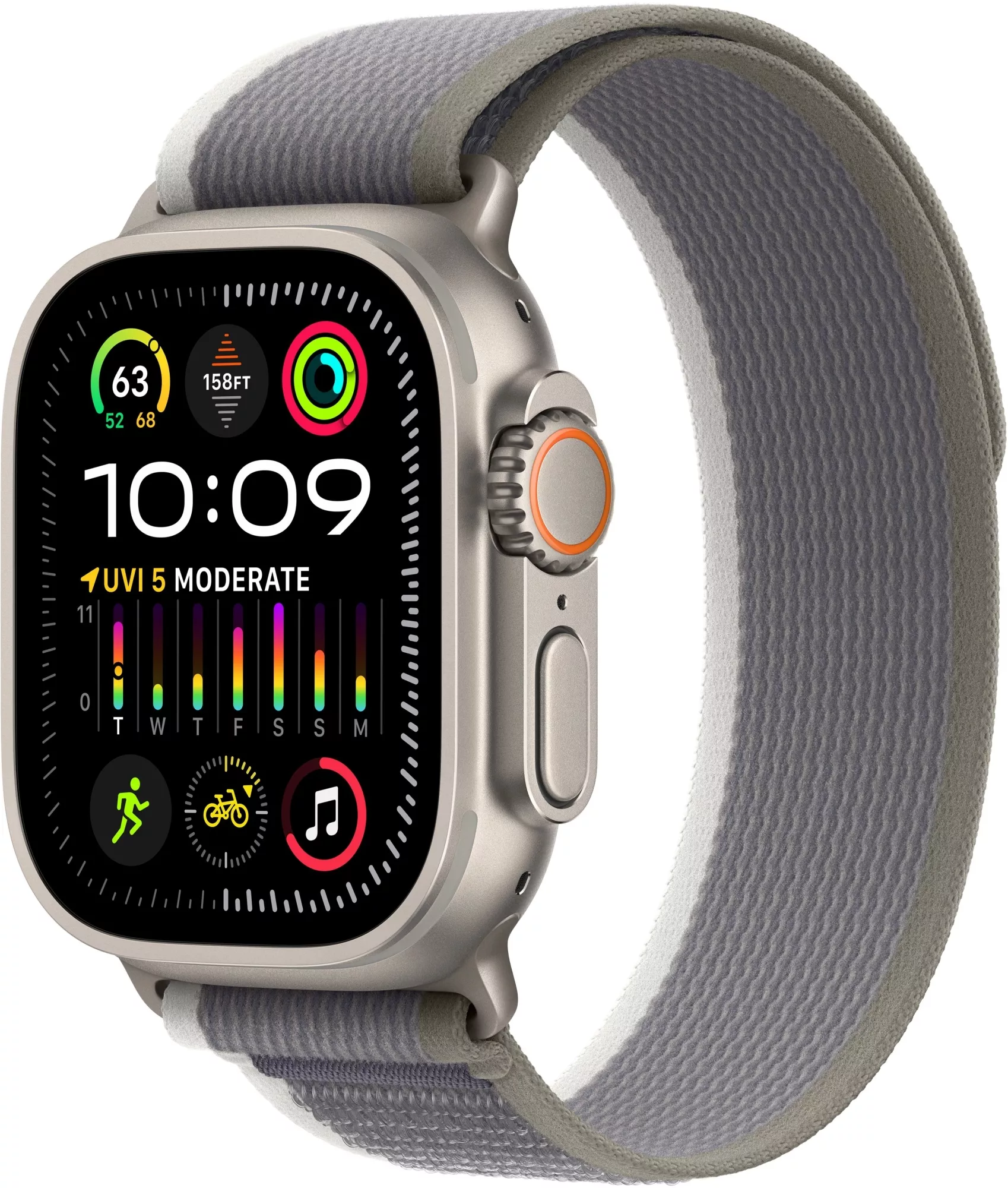 Смарт-часы Apple Watch Ultra 2, 49 мм Titanium Case with Green/Grey Trail Loop - M/L